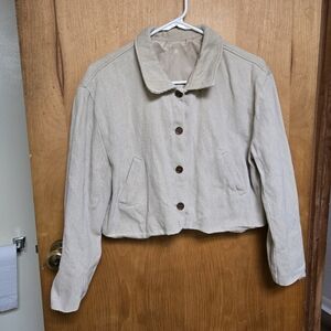 Women's Cream Button Crop Jacket